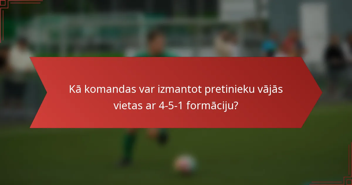 Kā komandas var izmantot pretinieku vājās vietas ar 4-5-1 formāciju?